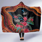 Hakea Flower And Fairy Wren Australia Hooded Blanket Aboriginal Art