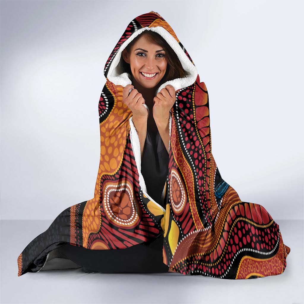 Hakea Flower And Fairy Wren Australia Hooded Blanket Aboriginal Art