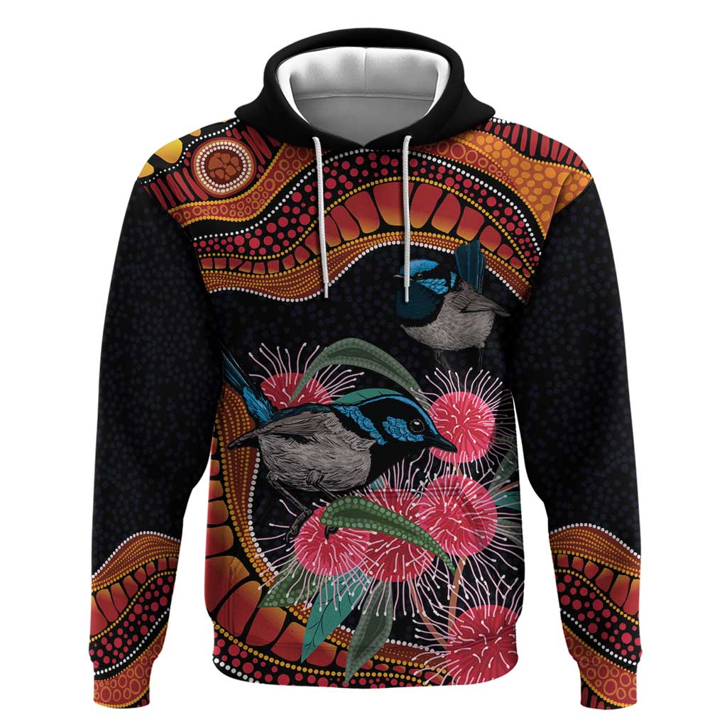 Hakea Flower And Fairy Wren Australia Hoodie Aboriginal Art