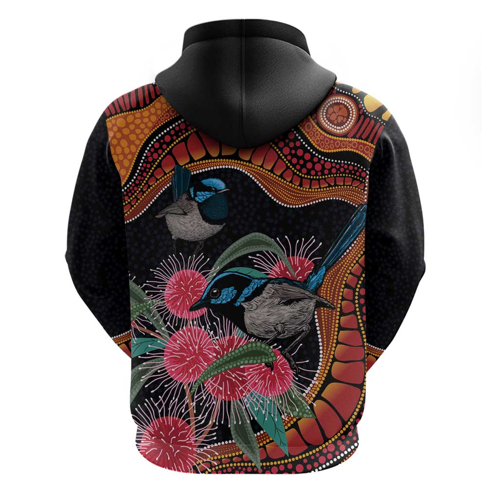Hakea Flower And Fairy Wren Australia Hoodie Aboriginal Art