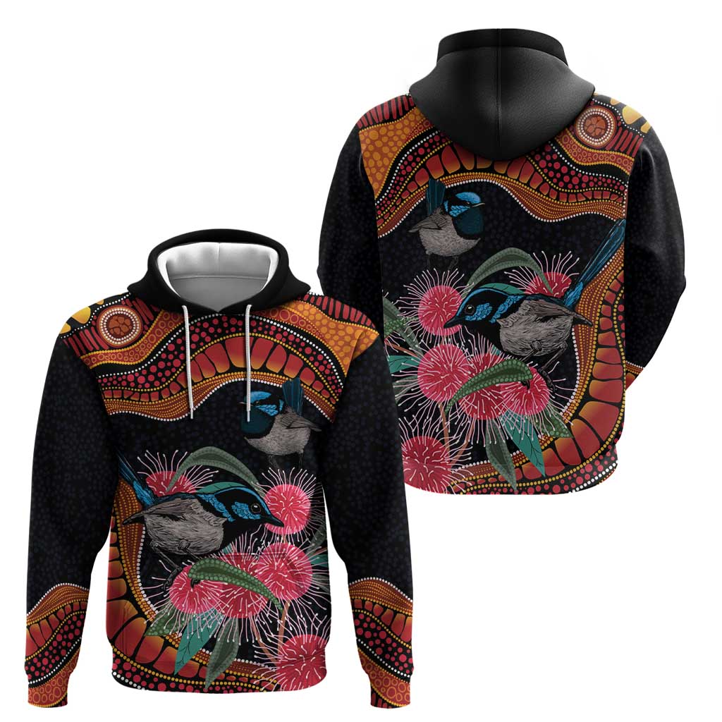 Hakea Flower And Fairy Wren Australia Hoodie Aboriginal Art