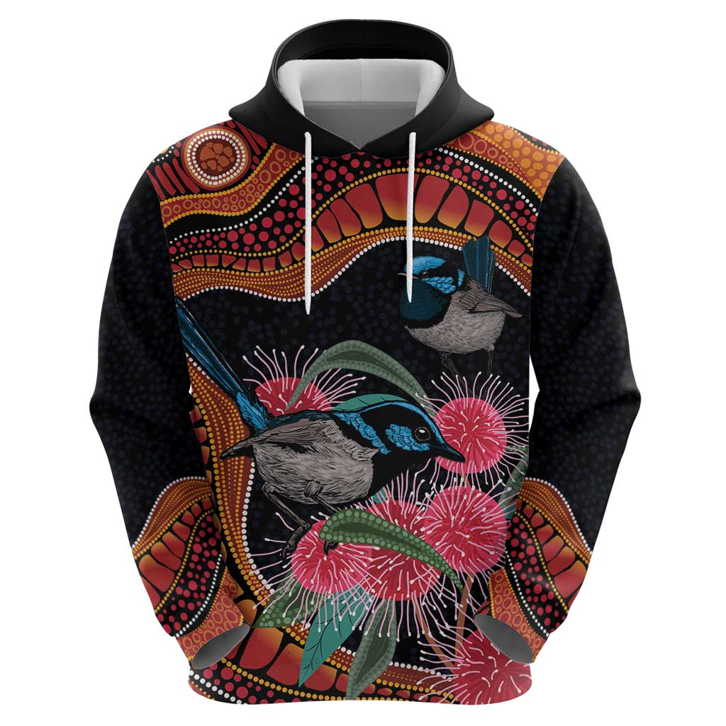 Hakea Flower And Fairy Wren Australia Hoodie Aboriginal Art
