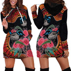 Hakea Flower And Fairy Wren Australia Hoodie Dress Aboriginal Art