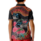 Hakea Flower And Fairy Wren Australia Kid Polo Shirt Aboriginal Art