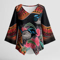 Hakea Flower And Fairy Wren Australia Kimono Sleeve Blouse Aboriginal Art - Aussie Hoodie
