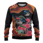 Hakea Flower And Fairy Wren Australia Ugly Christmas Sweater Aboriginal Art