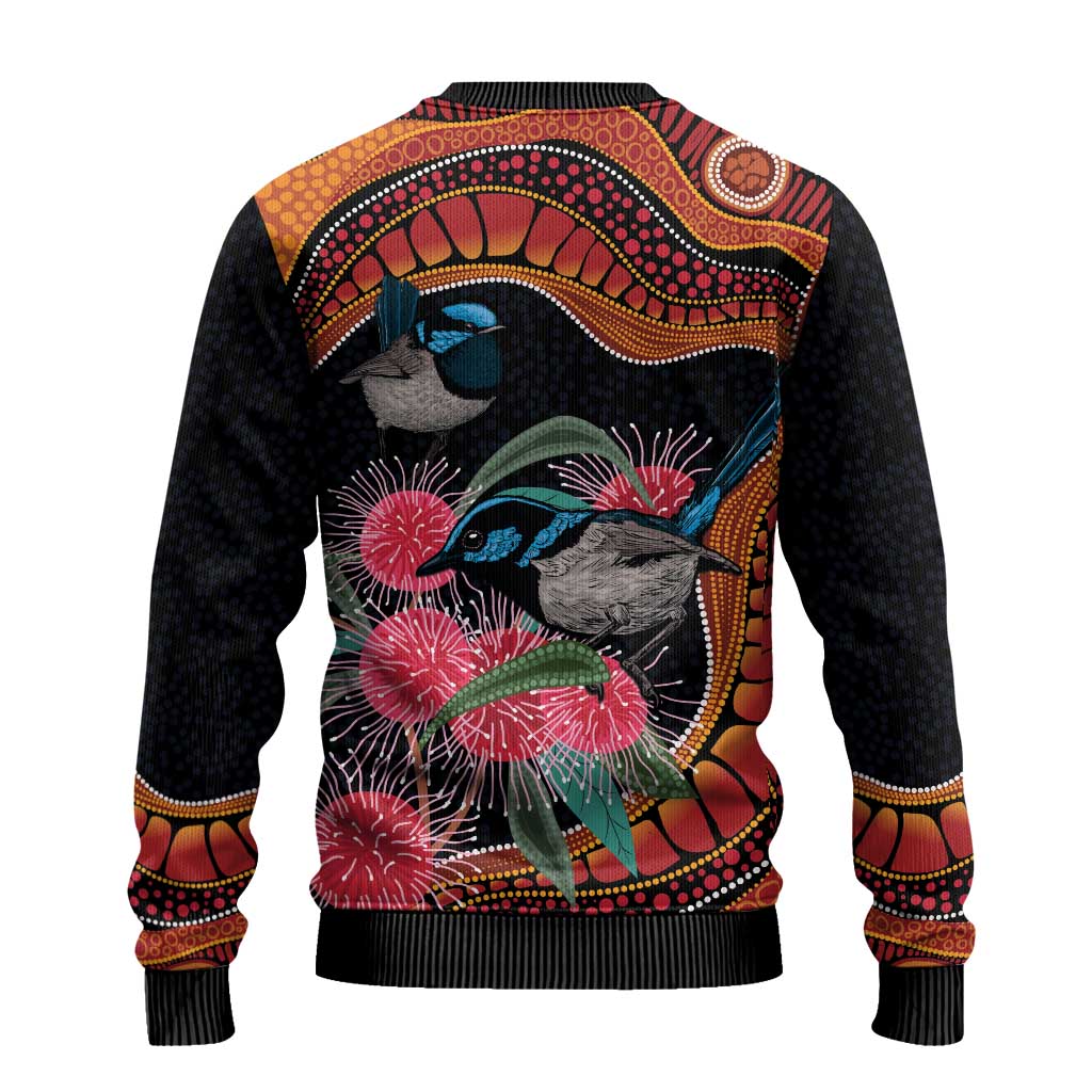 Hakea Flower And Fairy Wren Australia Ugly Christmas Sweater Aboriginal Art
