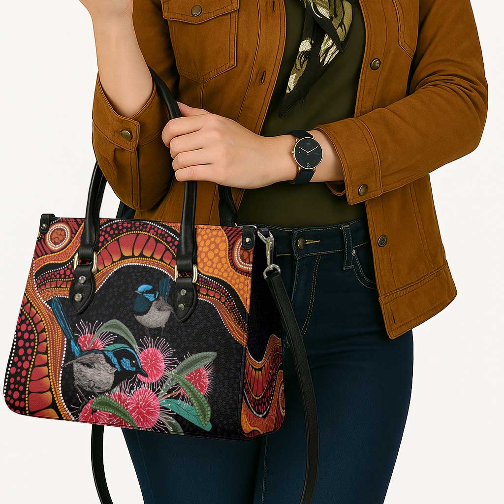 Hakea Flower And Fairy Wren Australia Leather Bag Aboriginal Art - Aussie Hoodie
