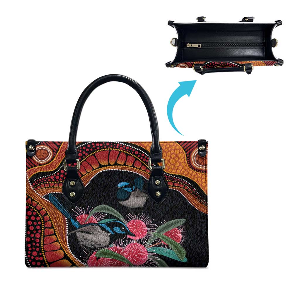 Hakea Flower And Fairy Wren Australia Leather Bag Aboriginal Art - Aussie Hoodie