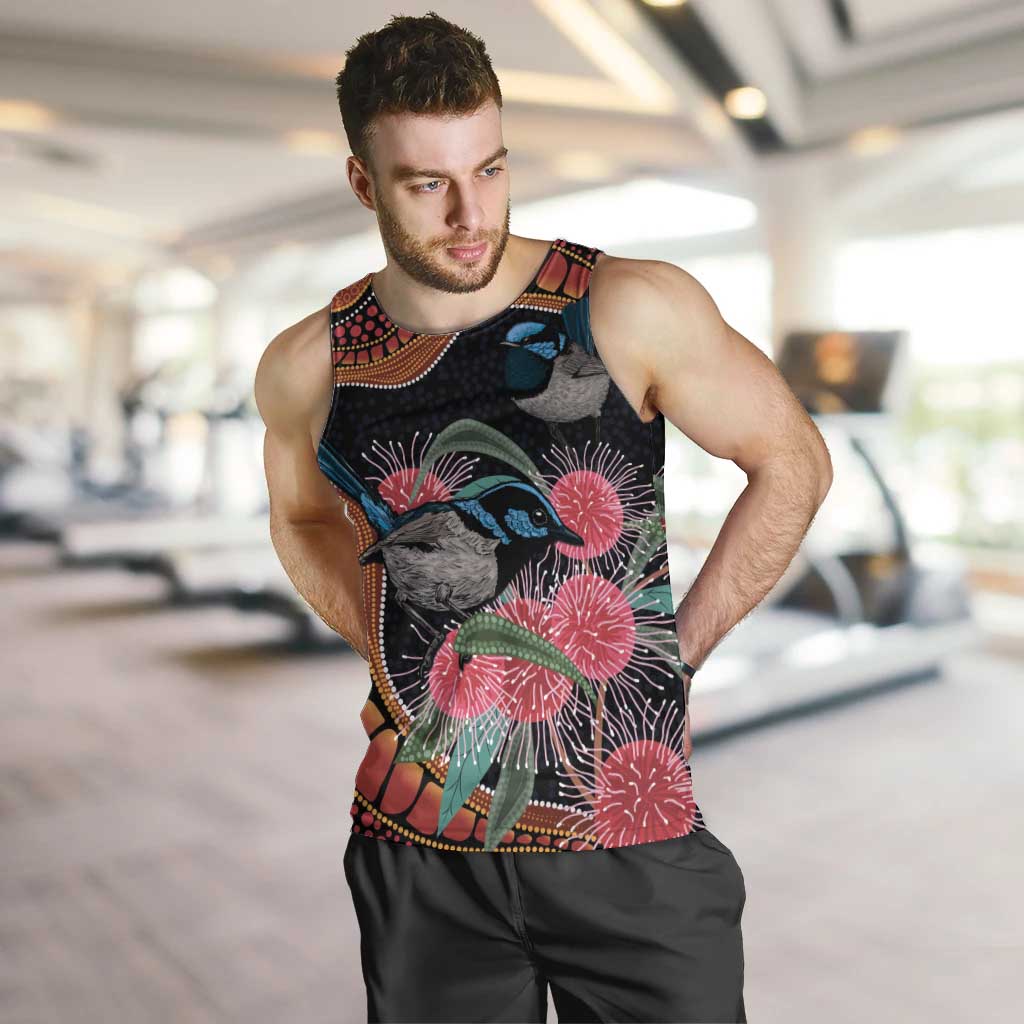 Hakea Flower And Fairy Wren Australia Men Tank Top Aboriginal Art