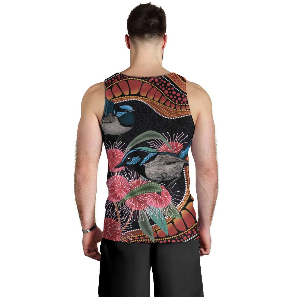 Hakea Flower And Fairy Wren Australia Men Tank Top Aboriginal Art