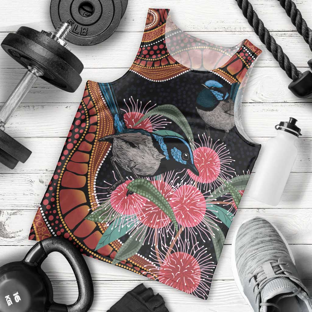 Hakea Flower And Fairy Wren Australia Men Tank Top Aboriginal Art