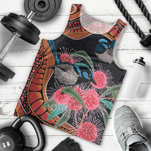 Hakea Flower And Fairy Wren Australia Men Tank Top Aboriginal Art