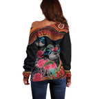 Hakea Flower And Fairy Wren Australia Off Shoulder Sweater Aboriginal Art