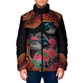 Hakea Flower And Fairy Wren Australia Padded Jacket Aboriginal Art - Aussie Hoodie
