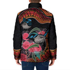 Hakea Flower And Fairy Wren Australia Padded Jacket Aboriginal Art - Aussie Hoodie