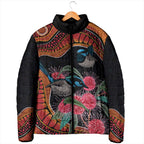 Hakea Flower And Fairy Wren Australia Padded Jacket Aboriginal Art - Aussie Hoodie