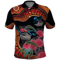 Hakea Flower And Fairy Wren Australia Polo Shirt Aboriginal Art