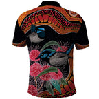 Hakea Flower And Fairy Wren Australia Polo Shirt Aboriginal Art