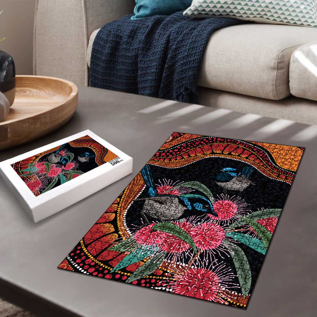Hakea Flower And Fairy Wren Australia Puzzle Aboriginal Art - Aussie Hoodie