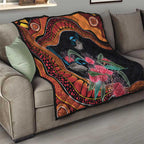 Hakea Flower And Fairy Wren Australia Quilt Aboriginal Art