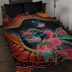 Hakea Flower And Fairy Wren Australia Quilt Bed Set Aboriginal Art
