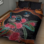 Hakea Flower And Fairy Wren Australia Quilt Bed Set Aboriginal Art