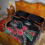 Hakea Flower And Fairy Wren Australia Quilt Bed Set Aboriginal Art