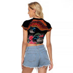 Hakea Flower And Fairy Wren Australia Raglan Cropped T Shirt Aboriginal Art