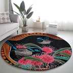 Hakea Flower And Fairy Wren Australia Round Carpet Aboriginal Art
