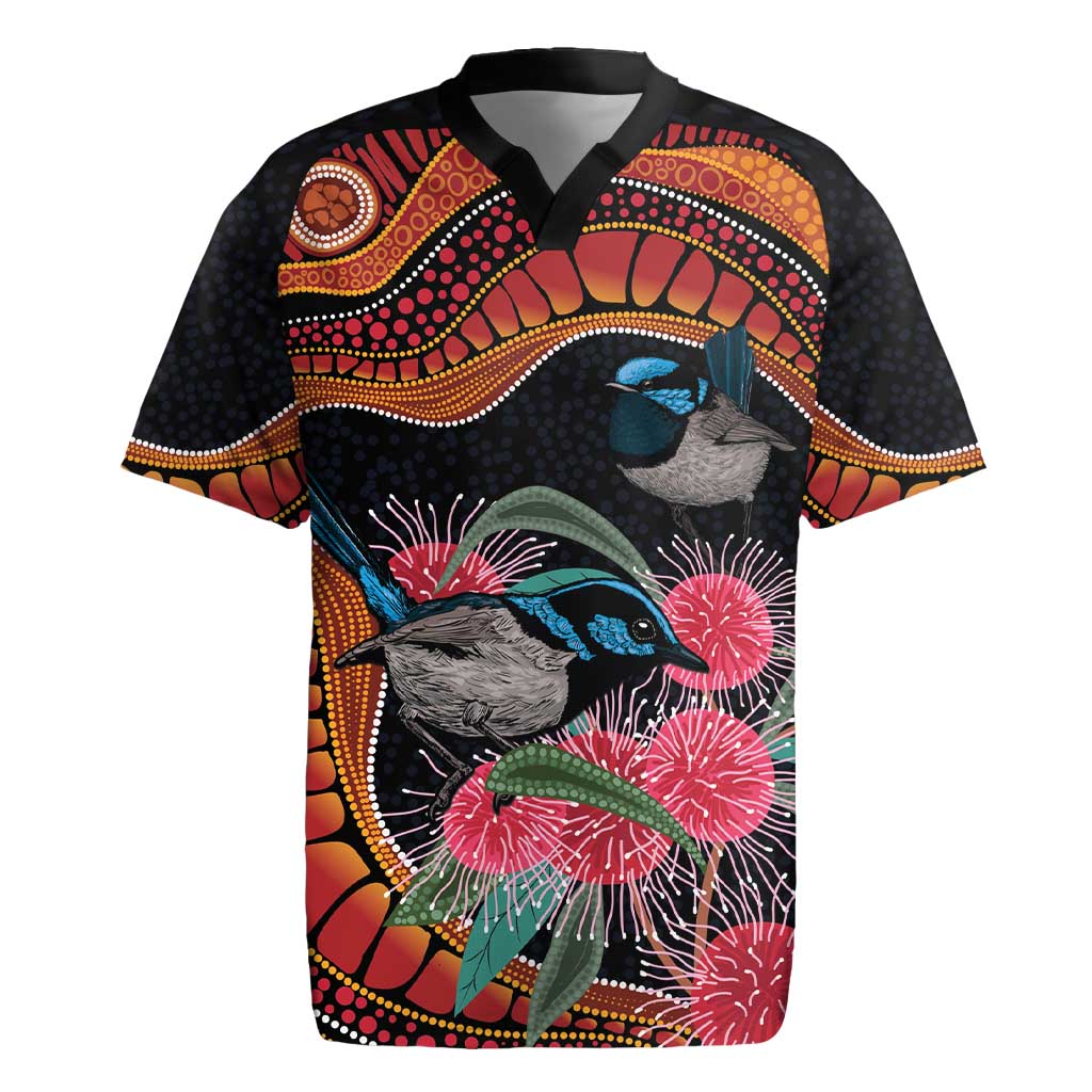 Hakea Flower And Fairy Wren Australia Rugby Jersey Aboriginal Art
