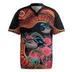 Hakea Flower And Fairy Wren Australia Rugby Jersey Aboriginal Art