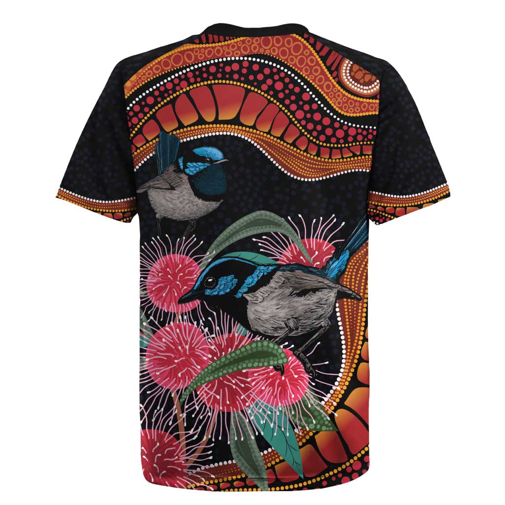Hakea Flower And Fairy Wren Australia Rugby Jersey Aboriginal Art