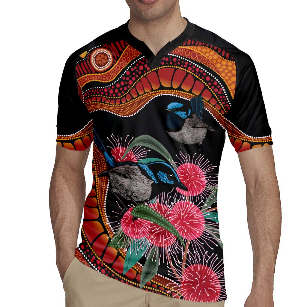 Hakea Flower And Fairy Wren Australia Rugby Jersey Aboriginal Art