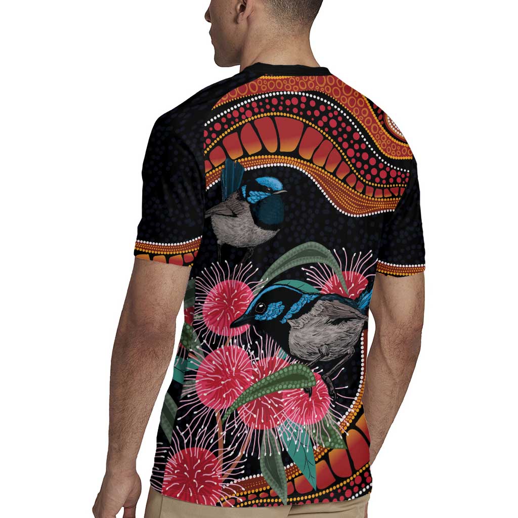 Hakea Flower And Fairy Wren Australia Rugby Jersey Aboriginal Art