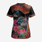 Hakea Flower And Fairy Wren Australia Scrub Top Aboriginal Art - Aussie Hoodie