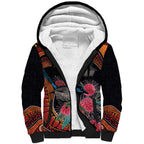 Hakea Flower And Fairy Wren Australia Sherpa Hoodie Aboriginal Art