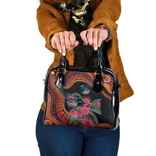 Hakea Flower And Fairy Wren Australia Shoulder Handbag Aboriginal Art