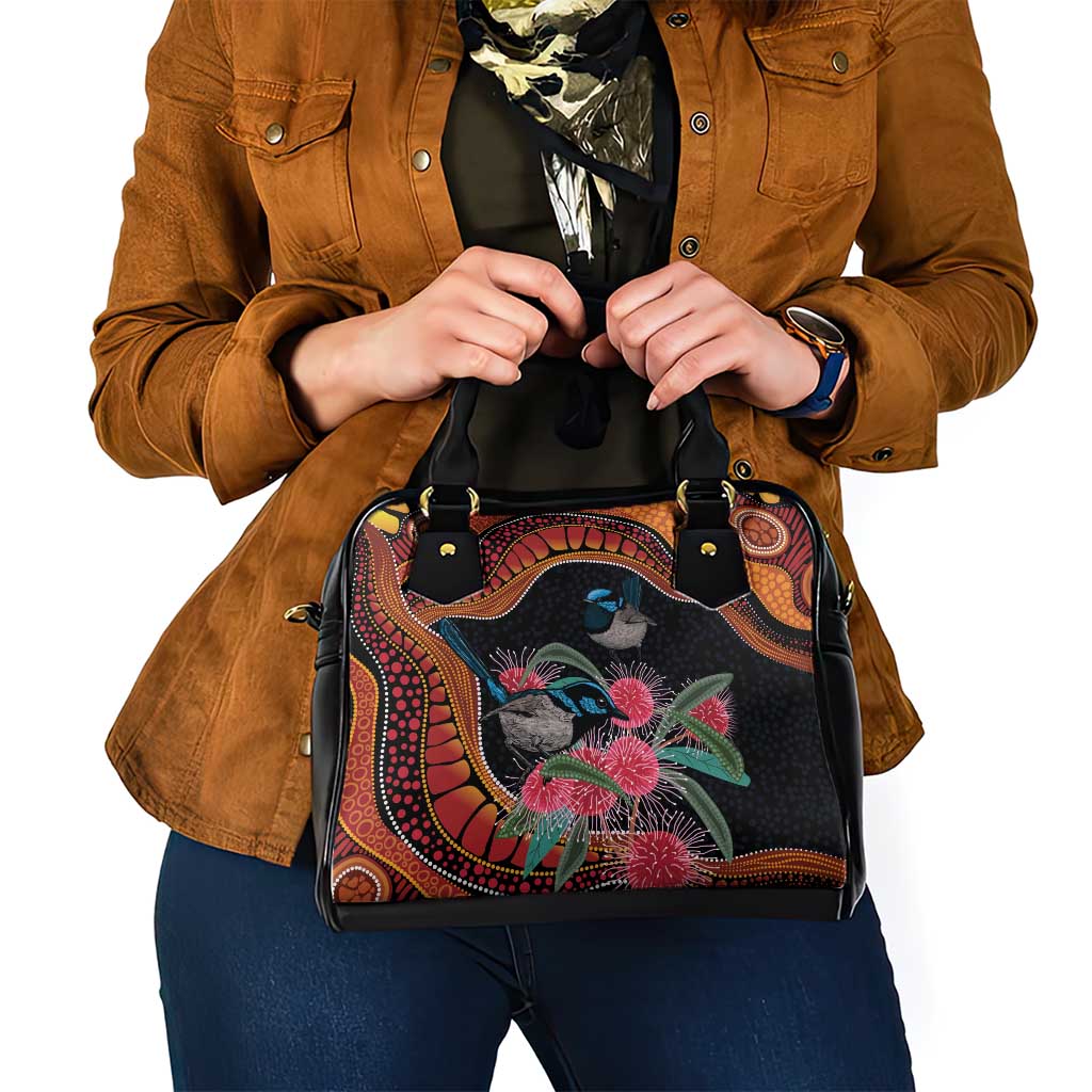 Hakea Flower And Fairy Wren Australia Shoulder Handbag Aboriginal Art
