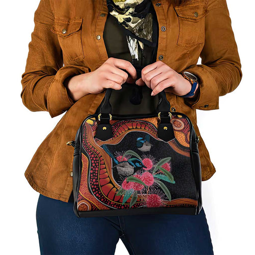 Hakea Flower And Fairy Wren Australia Shoulder Handbag Aboriginal Art