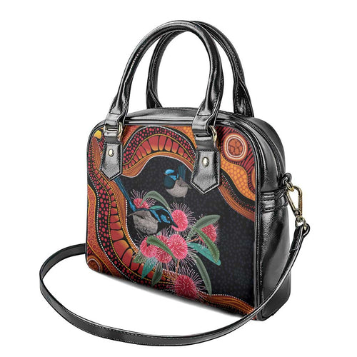 Hakea Flower And Fairy Wren Australia Shoulder Handbag Aboriginal Art