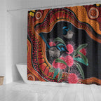 Hakea Flower And Fairy Wren Australia Shower Curtain Aboriginal Art