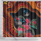Hakea Flower And Fairy Wren Australia Shower Curtain Aboriginal Art