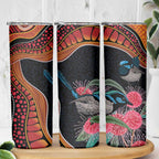 Hakea Flower And Fairy Wren Australia Skinny Tumbler Aboriginal Art