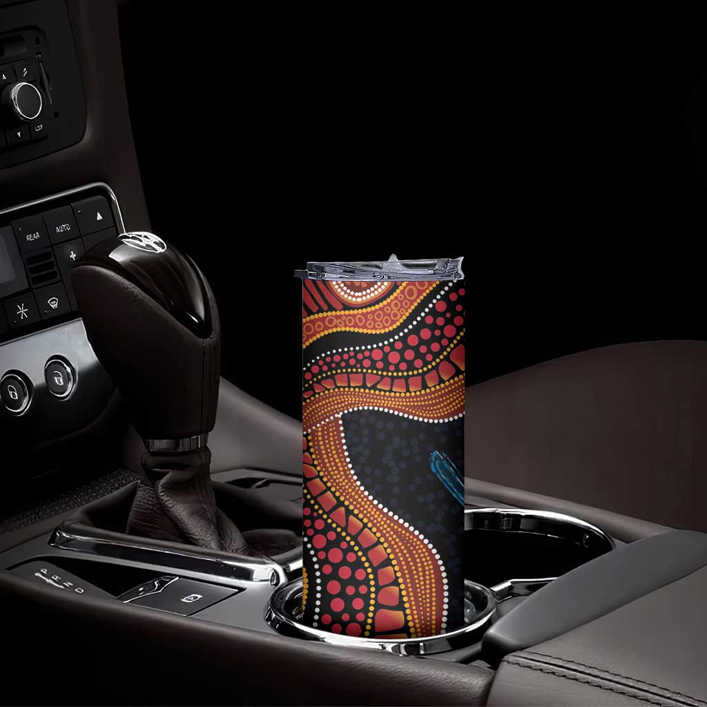 Hakea Flower And Fairy Wren Australia Skinny Tumbler Aboriginal Art