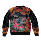Hakea Flower And Fairy Wren Australia Sleeve Zip Bomber Jacket Aboriginal Art