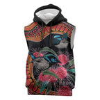 Hakea Flower And Fairy Wren Australia Sleeveless Hoodie Aboriginal Art - Aussie Hoodie