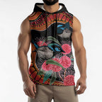 Hakea Flower And Fairy Wren Australia Sleeveless Hoodie Aboriginal Art - Aussie Hoodie