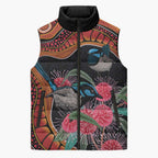 Hakea Flower And Fairy Wren Australia Sleeveless Puffer Jacket Aboriginal Art - Aussie Hoodie