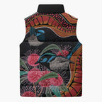 Hakea Flower And Fairy Wren Australia Sleeveless Puffer Jacket Aboriginal Art - Aussie Hoodie